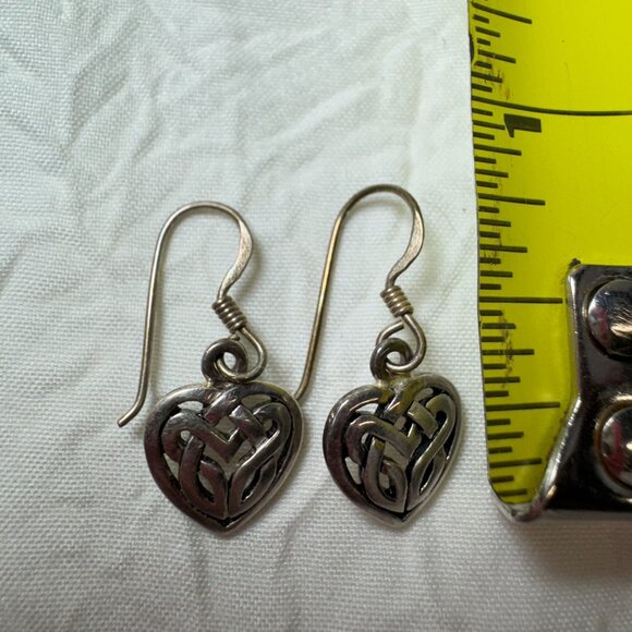 Avon Signed Sterling Silver 925 Celtic Lovers Knot Dangle Earrings 1" Minimalist - Picture 4 of 4